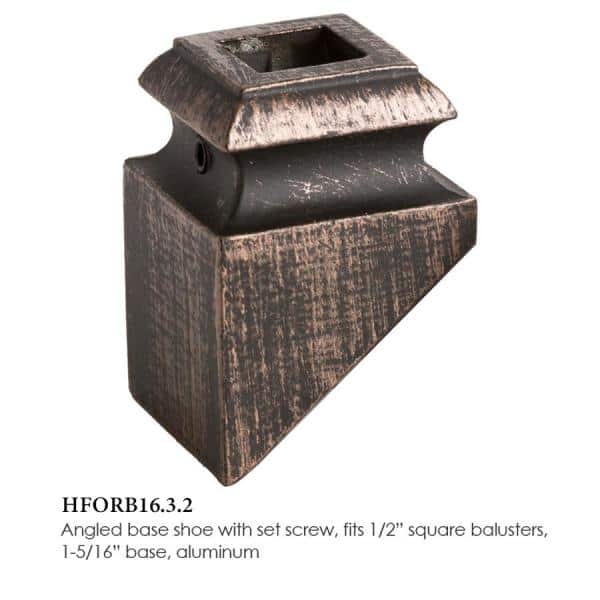 HOUSE OF FORGINGS Square Hole 1.3125 in. Aluminum Angled Shoe Baluster Shoe Oil Rubbed Bronze