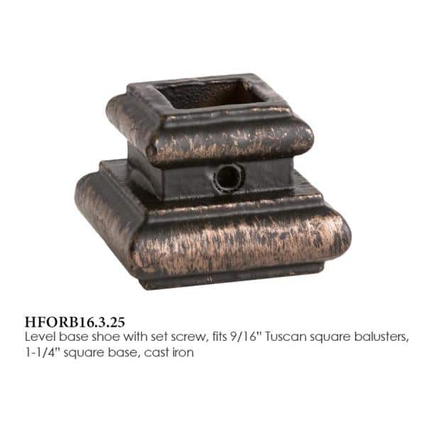 HOUSE OF FORGINGS Square Hole 1.25 in. Cast Iron Level Baluster Shoe in Oil Rubbed Bronze