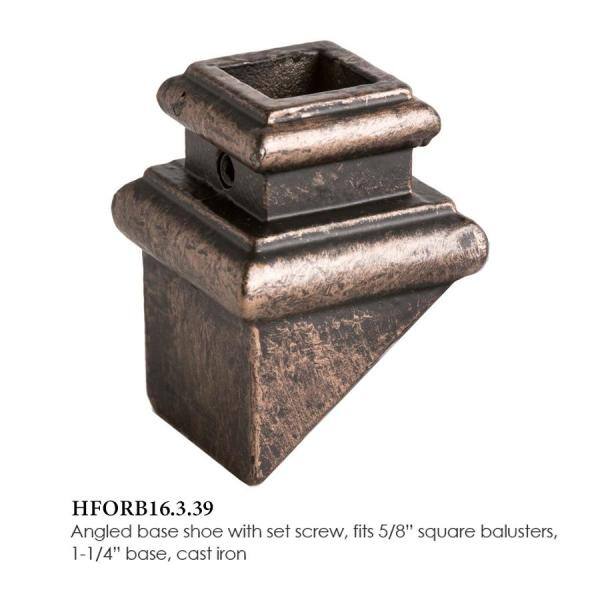 HOUSE OF FORGINGS Square Hole 1.25 in. Cast Iron Angled Shoe Baluster Shoe Oil Rubbed Bronze