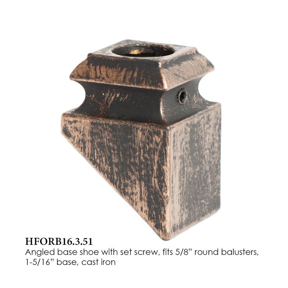 HOUSE OF FORGINGS Oil Rubbed Bronze 16.3.51 Angled Base Shoes for 5/8 in. Round Monte Carlo Balusters