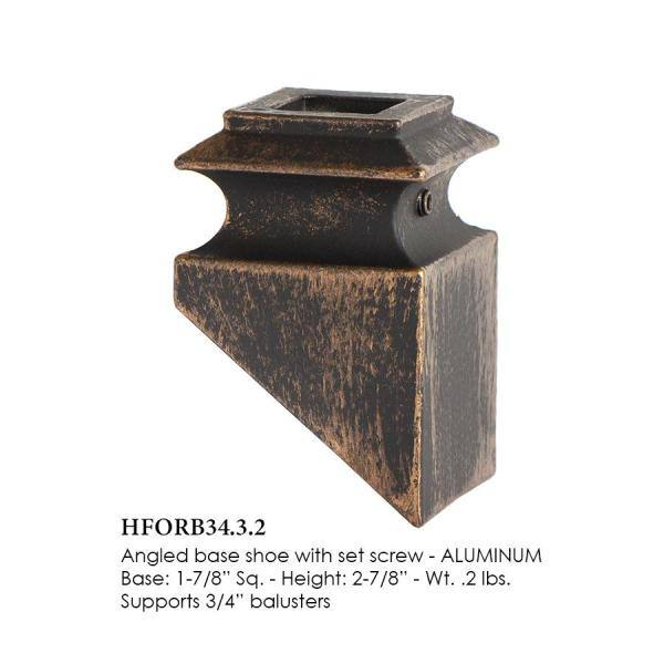 HOUSE OF FORGINGS Oil Rubbed Bronze 34.3.2 Angled Base Shoes for 3/4 in. Square Mega 1.9 in. x 2.9 in. Iron Balusters for Stair Remodel