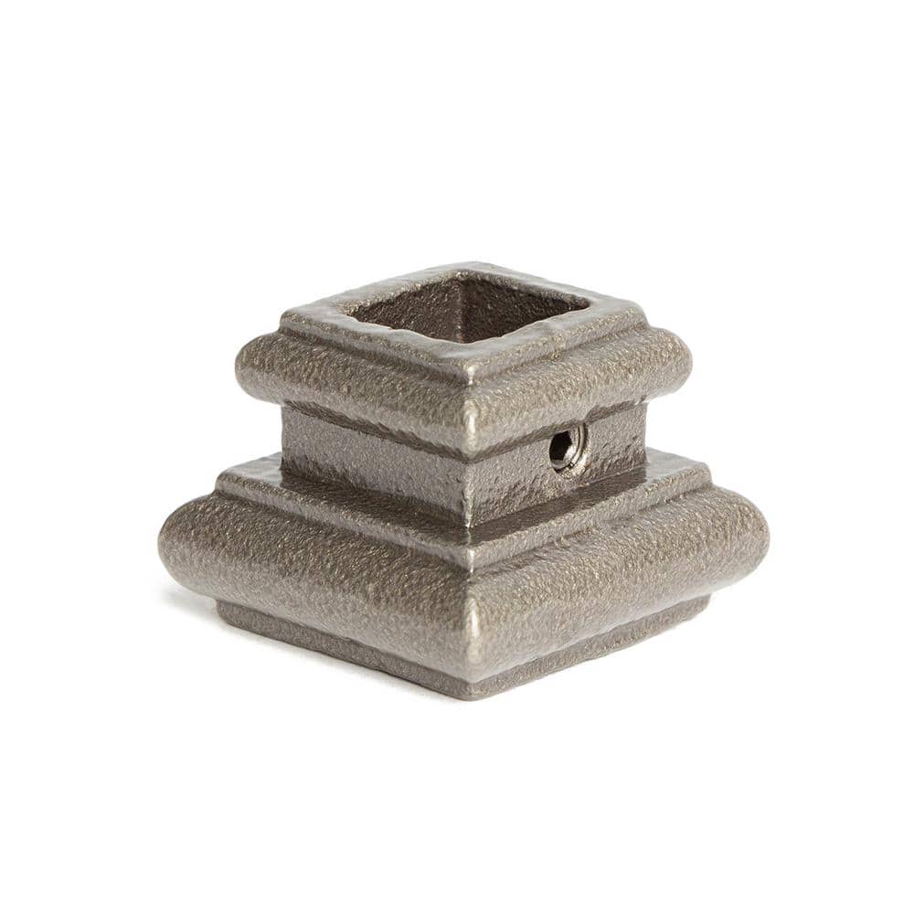 HOUSE OF FORGINGS Satin Clear 16.3.38 Flat Base Shoes for 5/8 in. Square 1.3 in. x 1 in. Iron Balusters for Stair Remodel