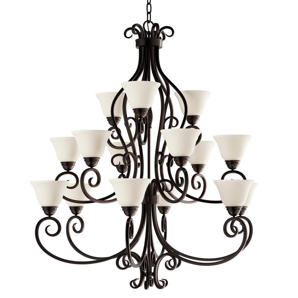 Maxim Lighting Manor 15-Light Oil-Rubbed Bronze Chandelier with Frosted Ivory Glass
