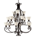 Maxim Lighting Manor 15-Light Oil-Rubbed Bronze Chandelier with Frosted Ivory Glass