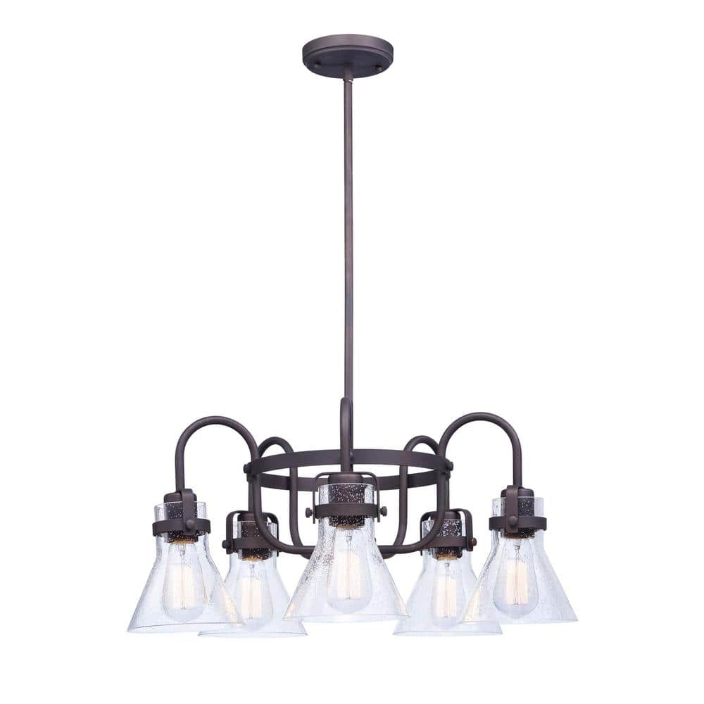 Maxim Lighting Seafarer 23.75 in. W 5-Light Oil Rubbed Bronze Chandelier with Seedy Glass Shades