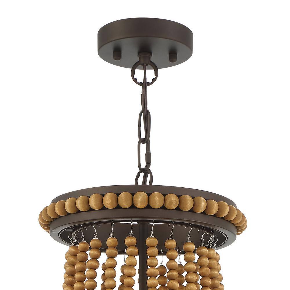 Vanity Art 3-Light Oil Rubbed Bronze Lantern Empire Chandelier with Beaded Accents