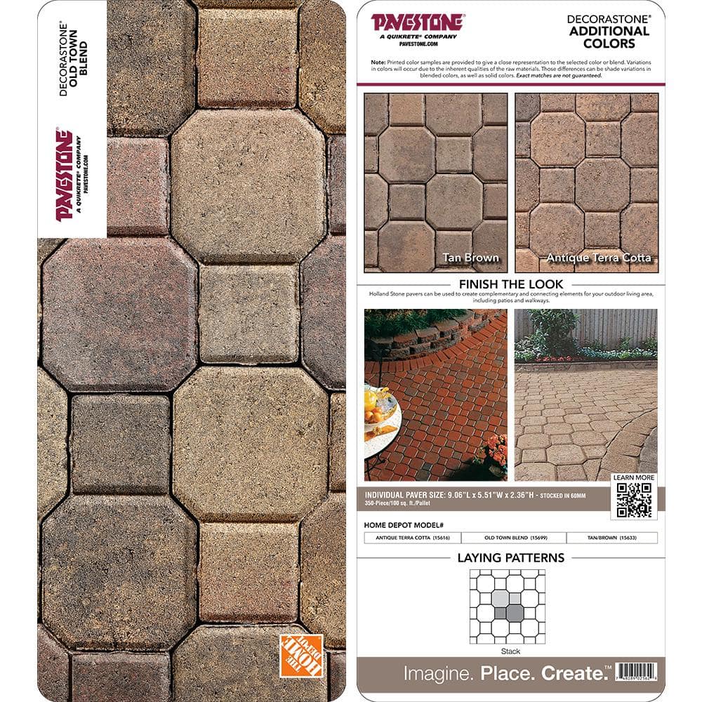 Pavestone Paper Sample Only of Decorastone 9.06 in. L x 5.51 in. W x 2.36 in. H Oldtown Blend Concrete Paver (1 - Piece)