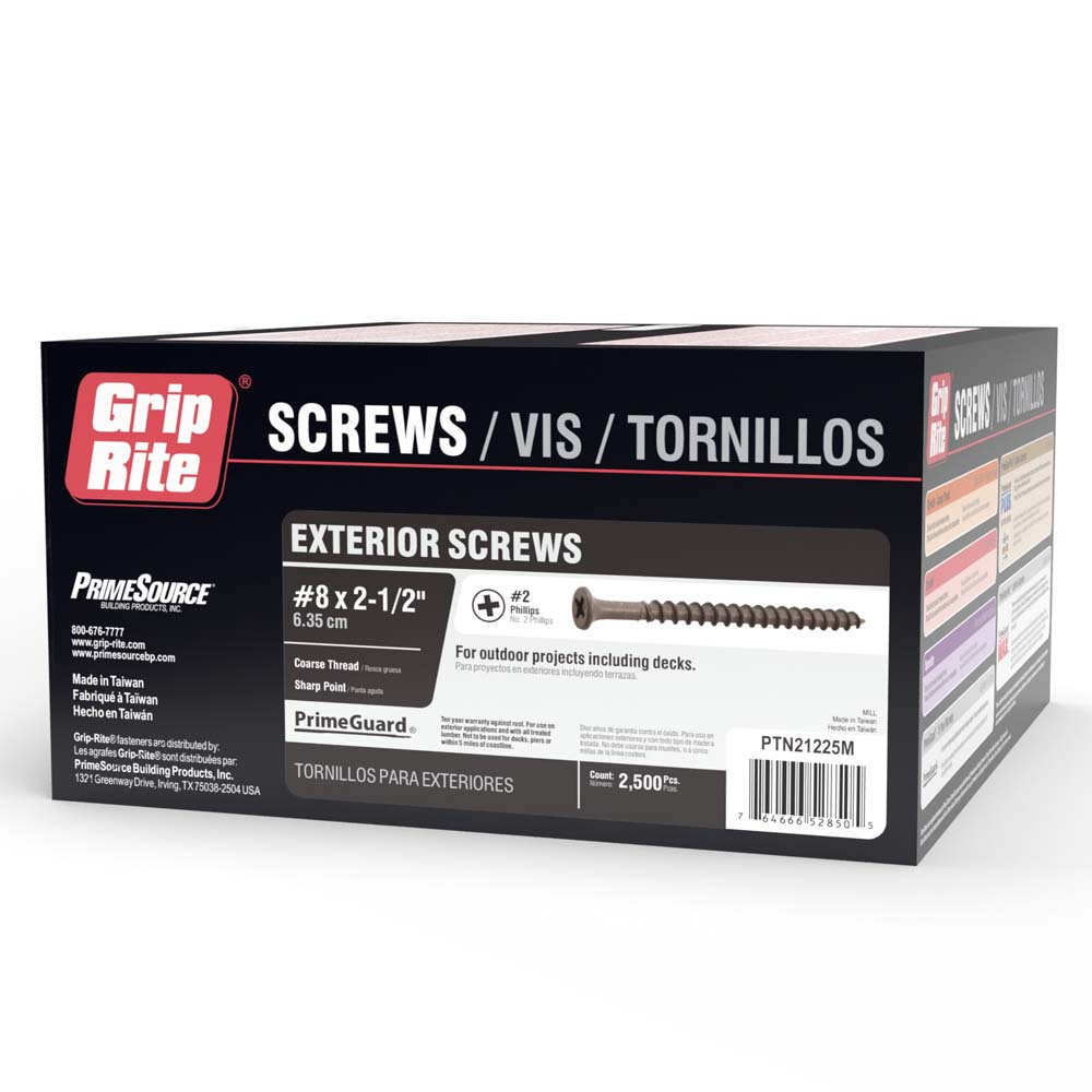 Grip-Rite PrimeGuard Ten #6 x 1-5/8-in Polymer Deck Screws, 5-lb Box