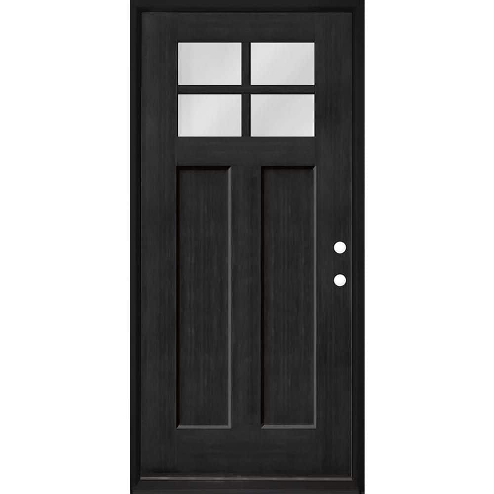 Steves & Sons Regency 36 in. x 80 in. 4 Lite 1/4 Toplite LHIS Clear Glass Onyx Stained Fir Grain Fiberglass Prehung Front Door