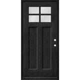 Steves & Sons Regency 36 in. x 80 in. 4 Lite 1/4 Toplite LHIS Clear Glass Onyx Stained Fir Grain Fiberglass Prehung Front Door