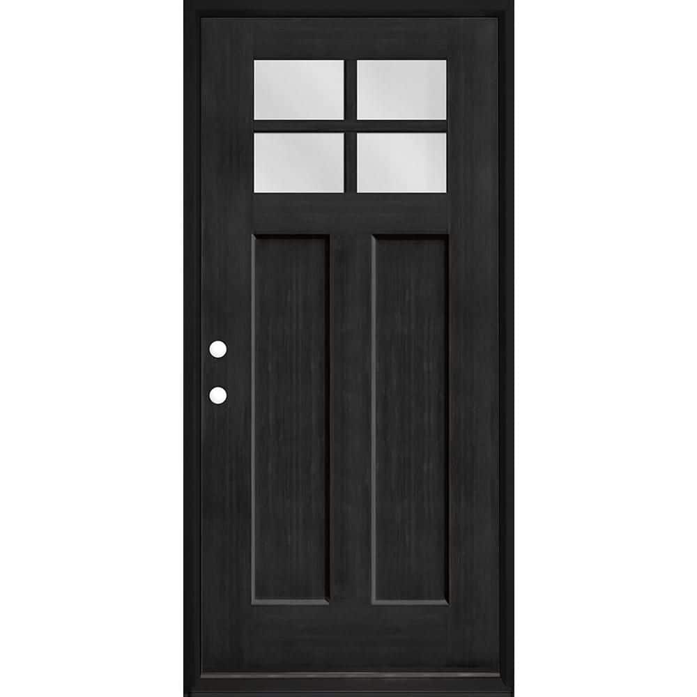Steves & Sons Regency 36 in. x 80 in. 4 Lite 1/4 Toplite RHIS Clear Glass Onyx Stained Fir Grain Fiberglass Prehung Front Door