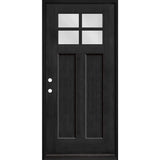 Steves & Sons Regency 36 in. x 80 in. 4 Lite 1/4 Toplite RHIS Clear Glass Onyx Stained Fir Grain Fiberglass Prehung Front Door