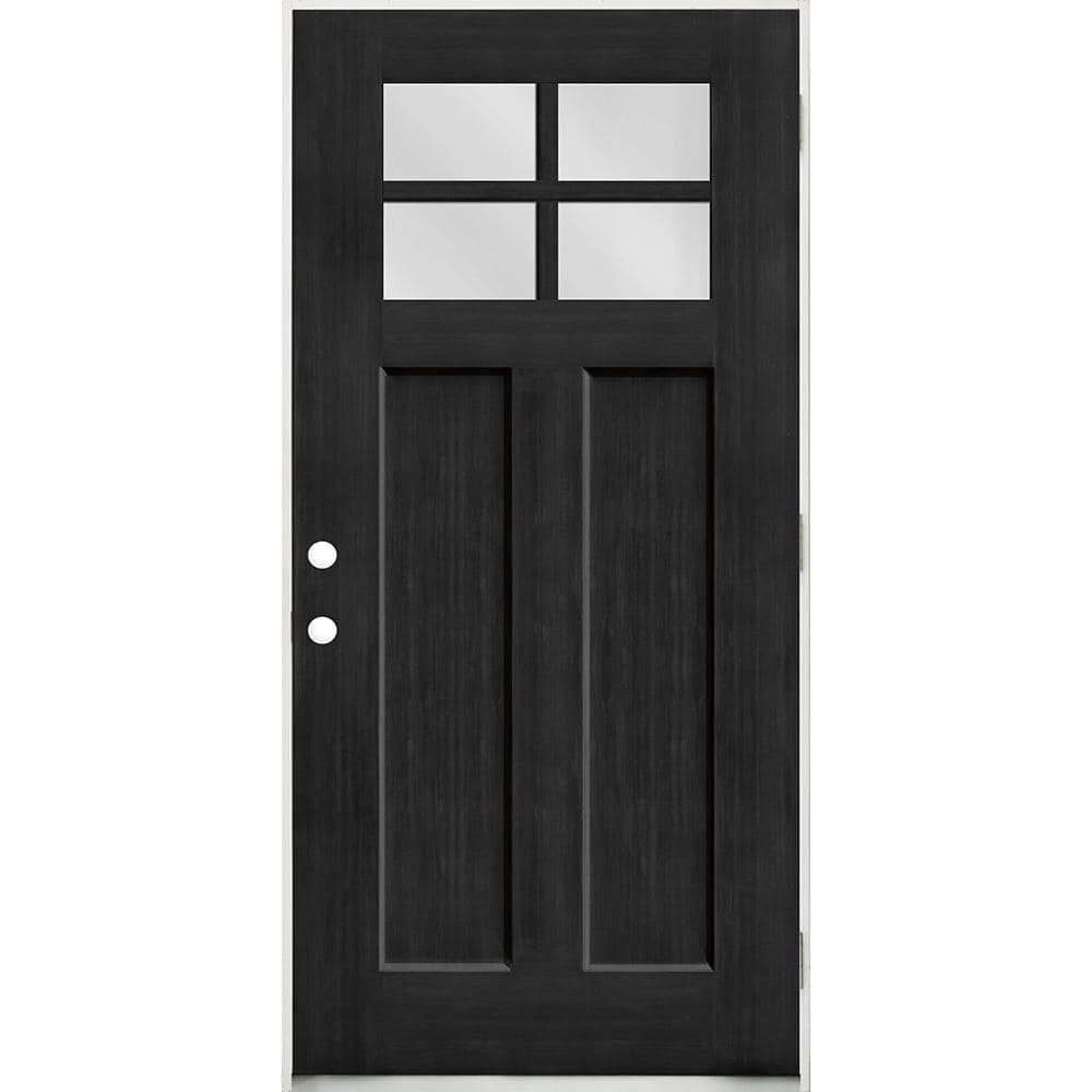 Steves & Sons Regency 36 in. x 80 in. 4 Lite 1/4 Toplite LHOS Clear Glass Onyx Stained Fir Grain Fiberglass Prehung Front Door