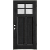 Steves & Sons Regency 36 in. x 80 in. 4 Lite 1/4 Toplite LHOS Clear Glass Onyx Stained Fir Grain Fiberglass Prehung Front Door