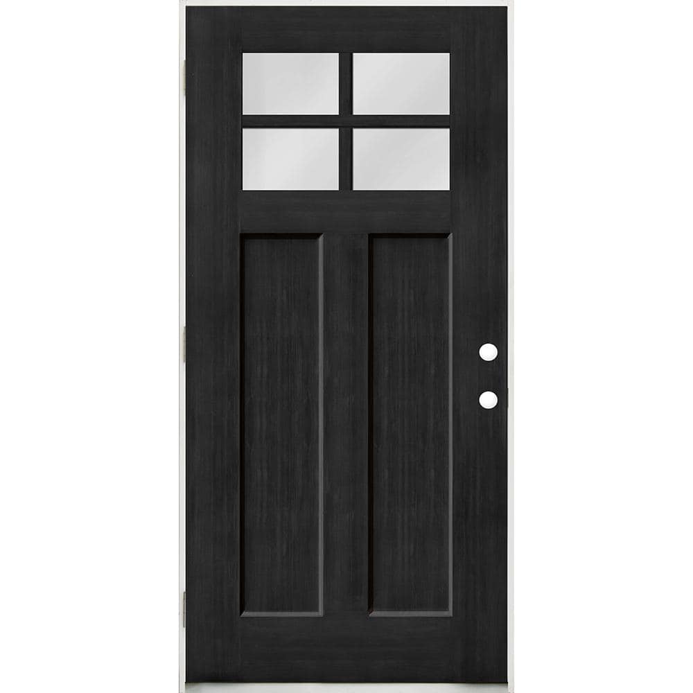 Steves & Sons Regency 36 in. x 80 in. 4 Lite 1/4 Toplite RHOS Clear Glass Onyx Stained Fir Grain Fiberglass Prehung Front Door