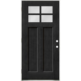 Steves & Sons Regency 36 in. x 80 in. 4 Lite 1/4 Toplite RHOS Clear Glass Onyx Stained Fir Grain Fiberglass Prehung Front Door