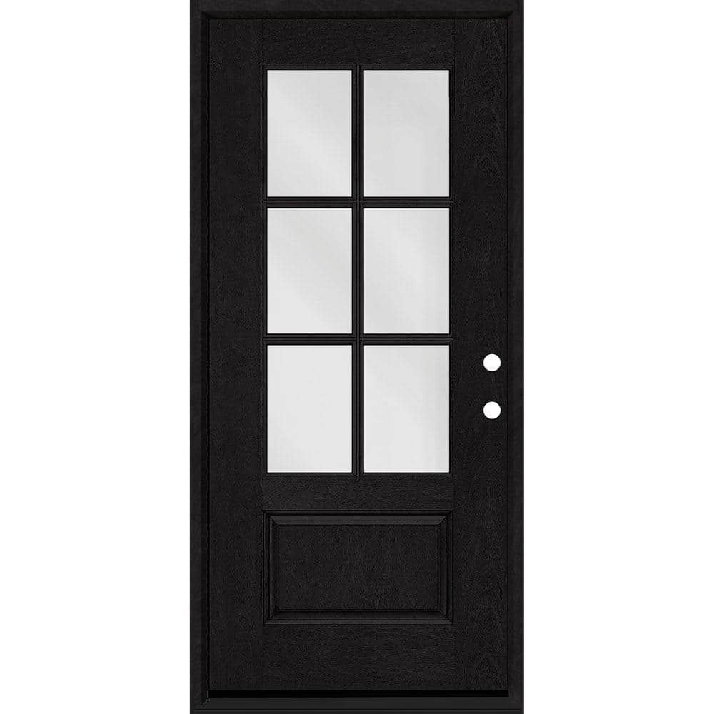 Steves & Sons Regency 36 in. x 80 in. 3/4-6 Lite Clear Glass LHIS Onyx Stain Mahogany Fiberglass Prehung Front Door