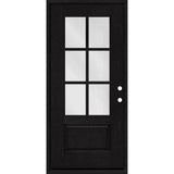 Steves & Sons Regency 36 in. x 80 in. 3/4-6 Lite Clear Glass LHIS Onyx Stain Mahogany Fiberglass Prehung Front Door