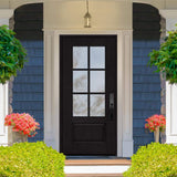 Steves & Sons Regency 36 in. x 80 in. 3/4-6 Lite Clear Glass LHIS Onyx Stain Mahogany Fiberglass Prehung Front Door