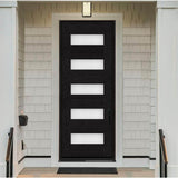 Steves & Sons Regency 36 in. x 96 in. 5L Modern Frosted Glass LHIS Onyx Stained Fiberglass Prehung Front Door