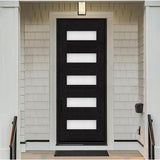 Steves & Sons Regency 36 in. x 96 in. 5L Modern Frosted Glass RHIS Onyx Stained Fiberglass Prehung Front Door