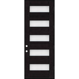 Steves & Sons Regency 36 in. x 96 in. 5-Lite Modern Frosted Glass LH Outswing Onyx-Stained Fiberglass Prehung Front Door