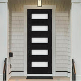 Steves & Sons Regency 36 in. x 96 in. 5-Lite Modern Frosted Glass LH Outswing Onyx-Stained Fiberglass Prehung Front Door