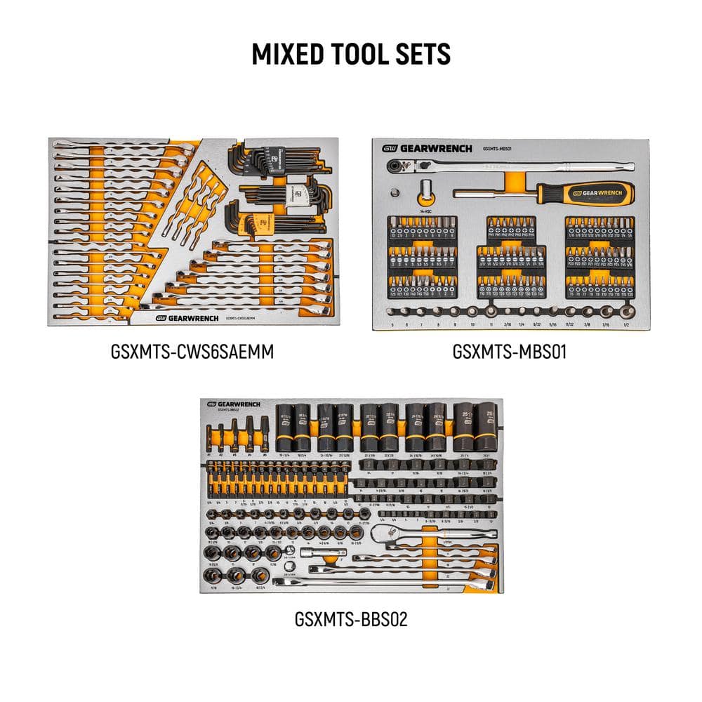 GEARWRENCH MEGAMOD 72 in. x 25 in. 18-Drawer Mobile Workbench Cabinet with Master Mechanics Tool Set in Foam Trays (1,268-Pieces)