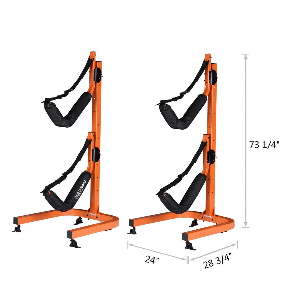 Orange Kayak 2-Canoes Self Standing Cradle Storage Rack