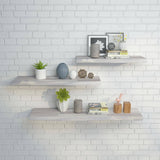 Interbuild Solid 2.9 ft. L x 10 in. D x 1.5 in. T, Acacia Butcher Block Countertop Floating Wall Shelf Organic White with Live Edge
