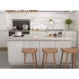 Interbuild 6.2 ft. L x 36 in. D, Acacia Butcher Block Island Countertop, Finished in Organic White with Square Edge