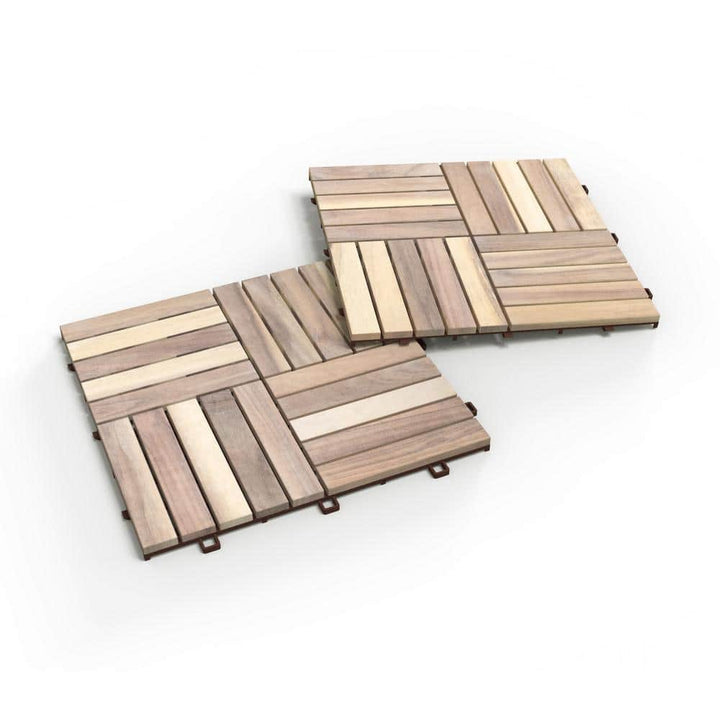 Interbuild 1 ft. x 1 ft. Interlocking Solid Hardwood Acacia Deck Tile in Organic White (10-Piece per Carton - 10 sq. ft.)