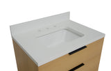 Oslo 30 in. Washed Oak Floating Vanity with Matte White Engineered Stone Top – Includes Mirror