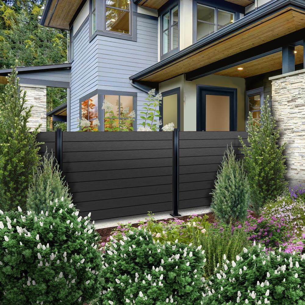 OUTDECO 5.5 in. x 72 in. x.75 in. Wood Plastic Composite Fence Board, Tongue and Groove, Sanded Finish - Charcoal (4-Pack)