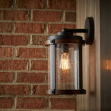 Kichler Barrington 13-in H Distressed Black and Wood Tone Medium Base (E26) Outdoor Wall Light