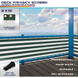 3 ft. x 15 ft. Deck Balcony Privacy Screen for Deck Pool Fence Railings Apartment Balcony Privacy Screen, Green & White