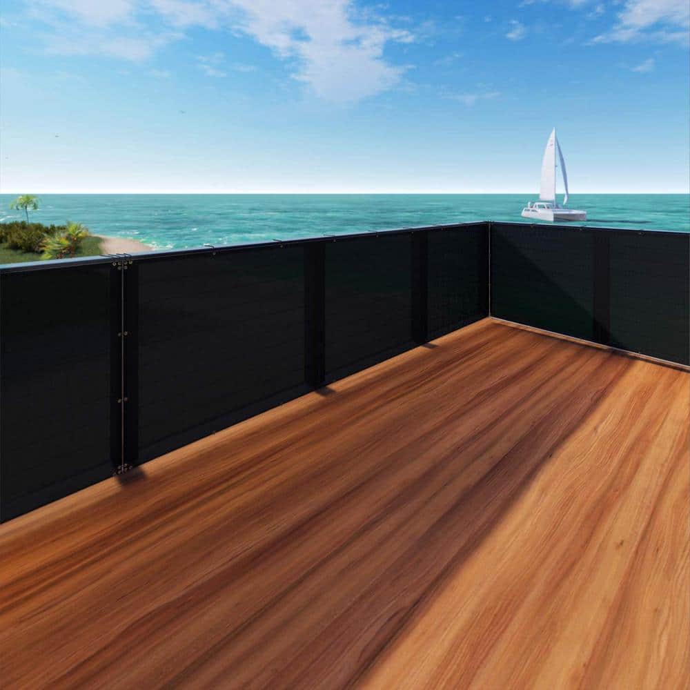 3 ft. x 15 ft. Deck Balcony Privacy Screen for Deck Pool Fence Railings Apartment Balcony Privacy Screen, Black
