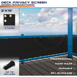 3 ft. x 15 ft. Deck Balcony Privacy Screen for Deck Pool Fence Railings Apartment Balcony Privacy Screen, Black