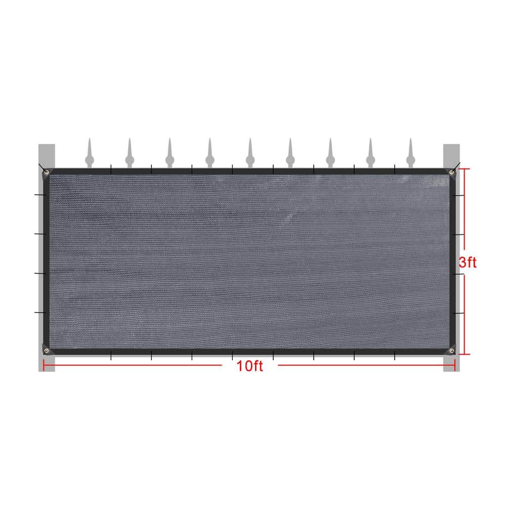Unifirm Edge Reinforced Grommets-Free Privacy Fence Screen 90% Blockage Gazebo Backyard Shade Cover 3 ft. x 10 ft. Gray
