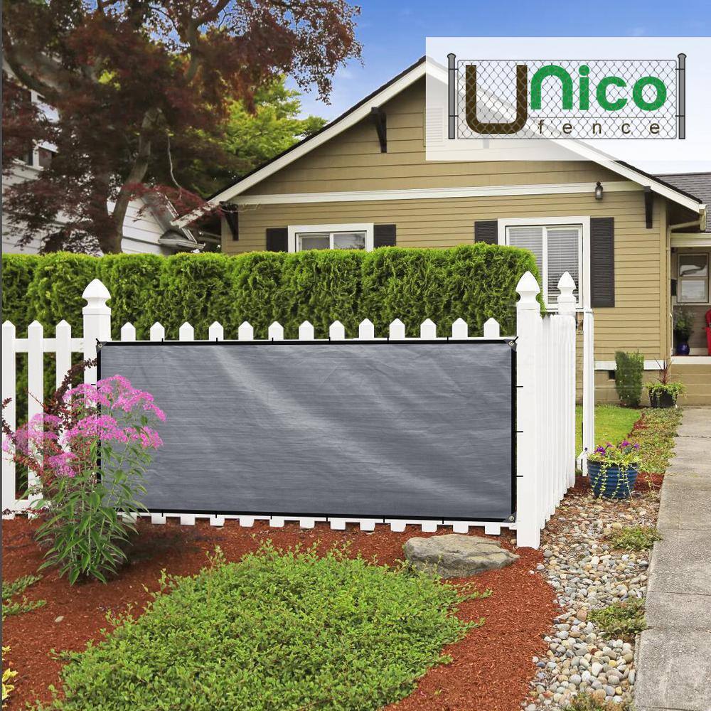 Unifirm Edge Reinforced Grommets-Free Privacy Fence Screen 90% Blockage Gazebo Backyard Shade Cover 3 ft. x 10 ft. Gray