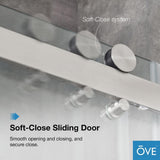 OVE Decors Bel Soft Close 48 in. W x 78.75 in. H Alcove Sliding Frameless Shower Door in Satin Nickel