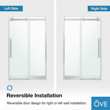 OVE Decors Bel Soft Close 48 in. W x 78.75 in. H Alcove Sliding Frameless Shower Door in Satin Nickel