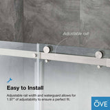 OVE Decors Bel Soft Close 48 in. W x 78.75 in. H Alcove Sliding Frameless Shower Door in Satin Nickel