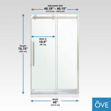OVE Decors Bel Soft Close 48 in. W x 78.75 in. H Alcove Sliding Frameless Shower Door in Satin Nickel