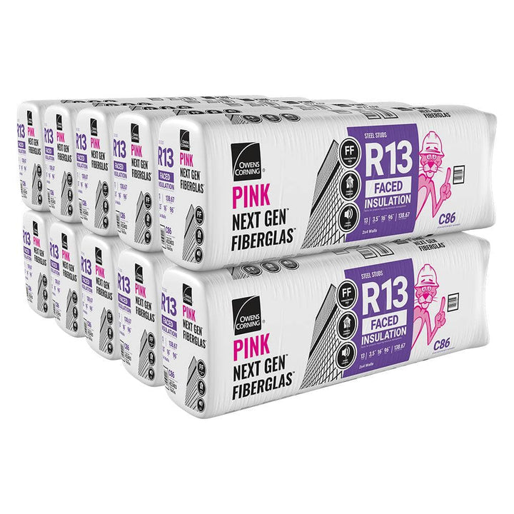 Owens Corning R-13 Kraft Faced Fiberglass Insulation Batts, 3.5 in. x 16 in. x 96 in. (5 Bags)