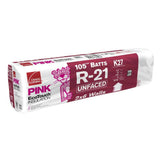Owens Corning R-21 Unfaced Fiberglass Insulation Batts, 5.5 in. x 15 in. x 105 in. (K27)