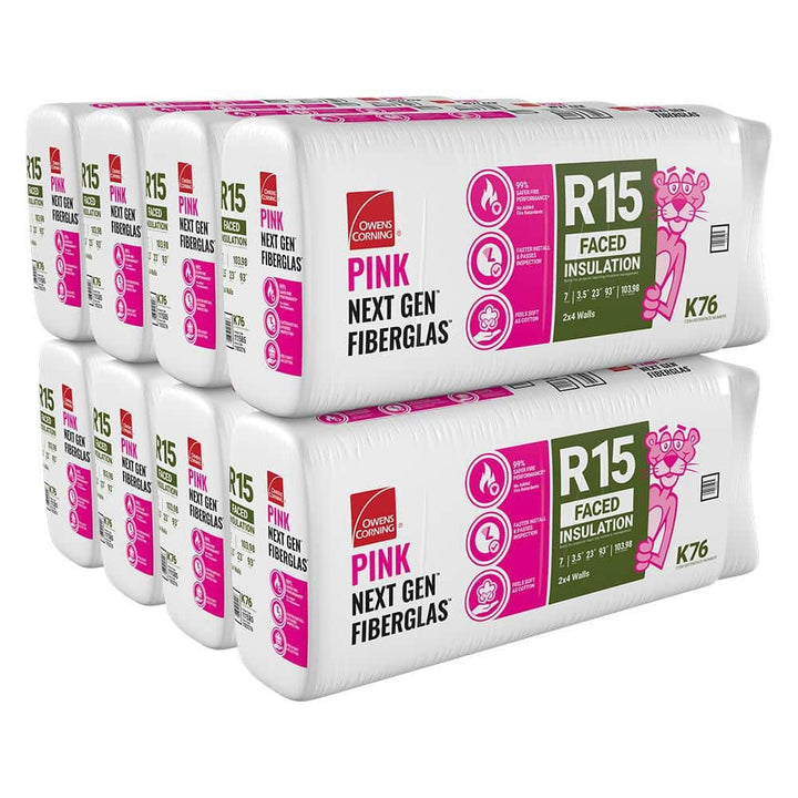 Owens Corning R-15 Kraft Faced Fiberglass Insulation Batt, 3.5 in. x 23 in. x 93 in. (8-Bags)