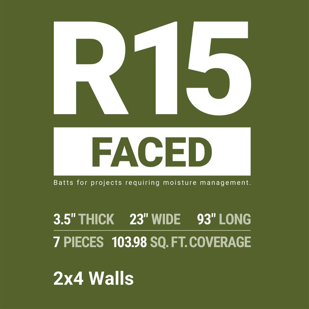 Owens Corning R-15 Kraft Faced Fiberglass Insulation Batt, 3.5 in. x 23 in. x 93 in. (8-Bags)