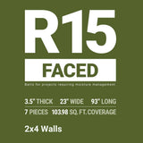 Owens Corning R-15 Kraft Faced Fiberglass Insulation Batt, 3.5 in. x 23 in. x 93 in. (8-Bags)