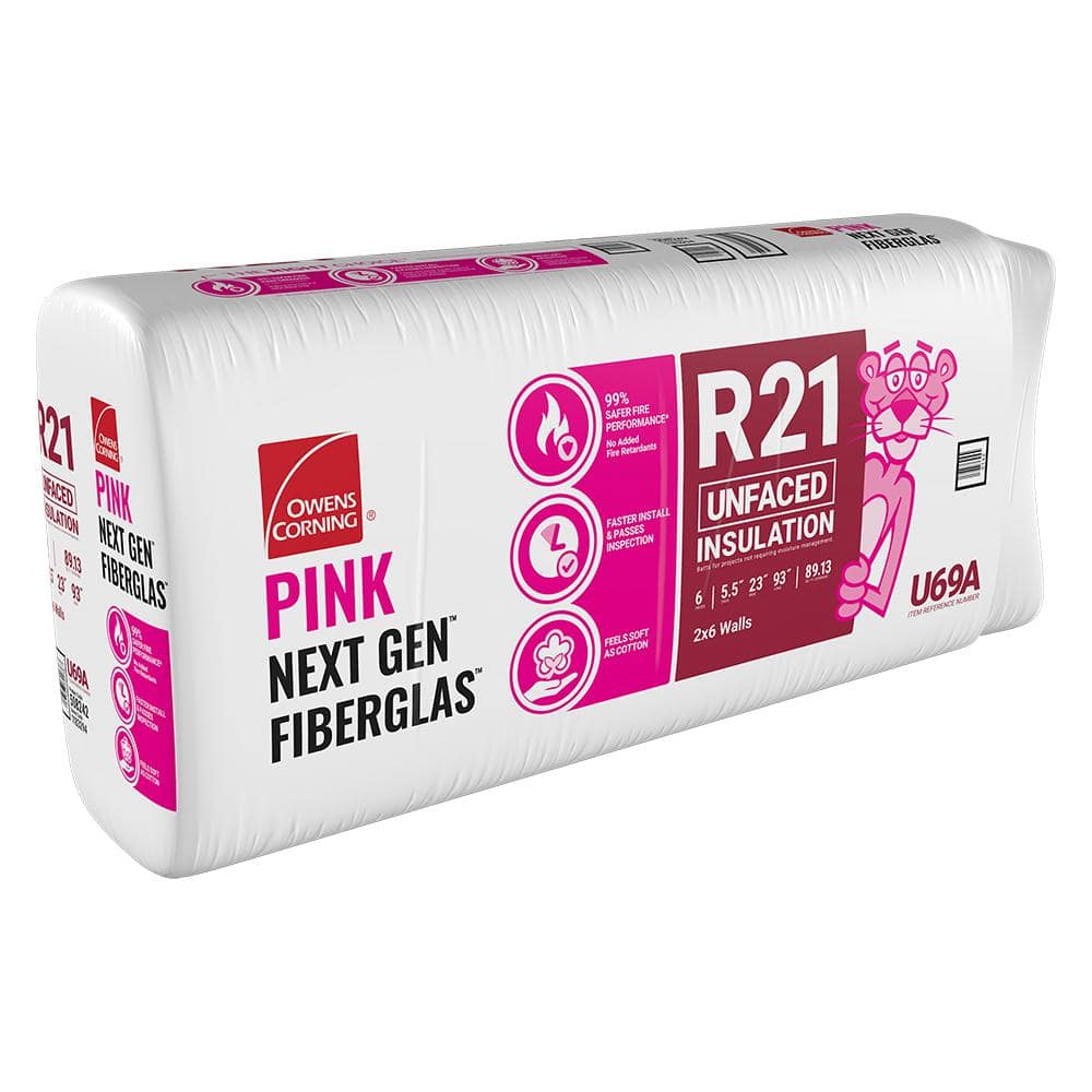 Owens Corning R-21 Unfaced Fiberglass Insulation Batts, 5.5 in. x 23 in. x 93 in. (5 Bags)